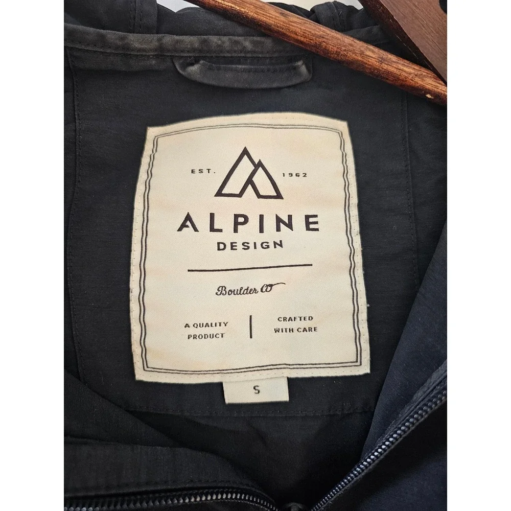 Gorpcore Alpine Design Windbreaker Anorak Mens Small Black Quarter Zip Hooded